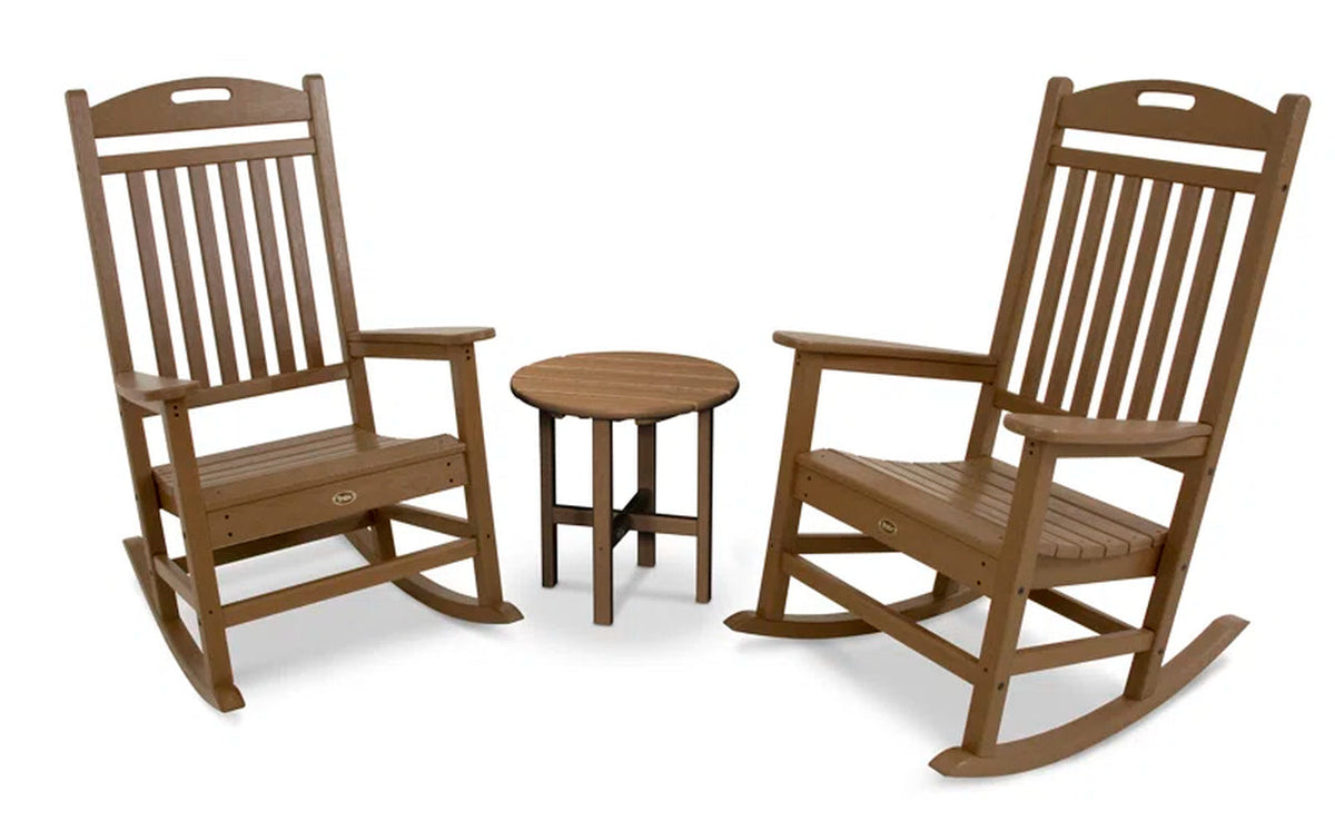Polywood Yacht Club 3 Piece Rocker Set Weatherproof Table