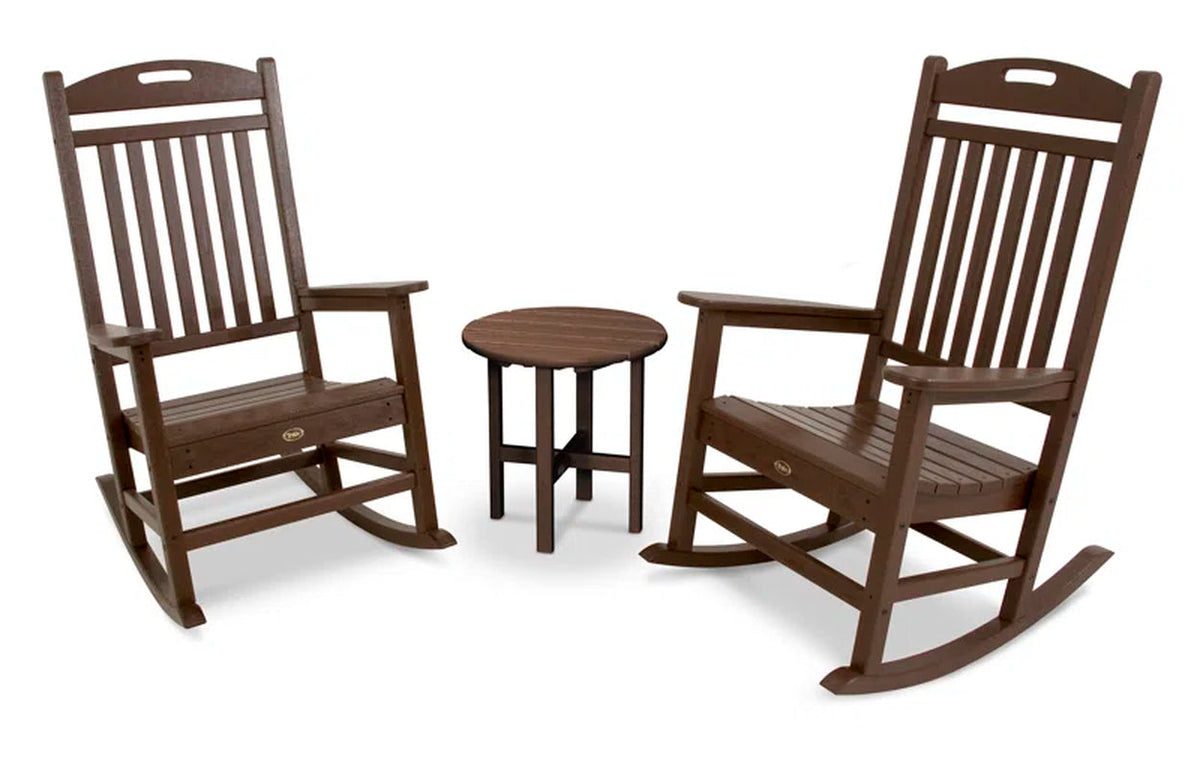Polywood Yacht Club 3 Piece Rocker Set Weatherproof Table