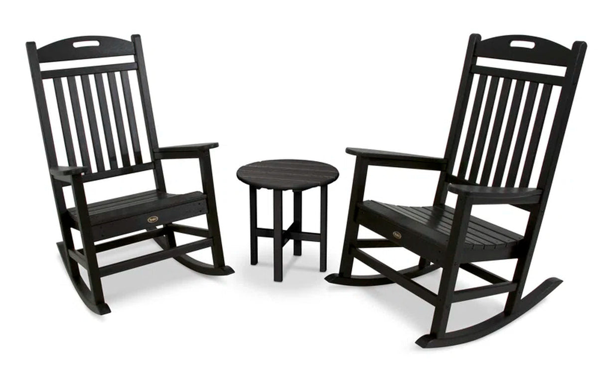 Polywood Yacht Club 3 Piece Rocker Set Weatherproof Table