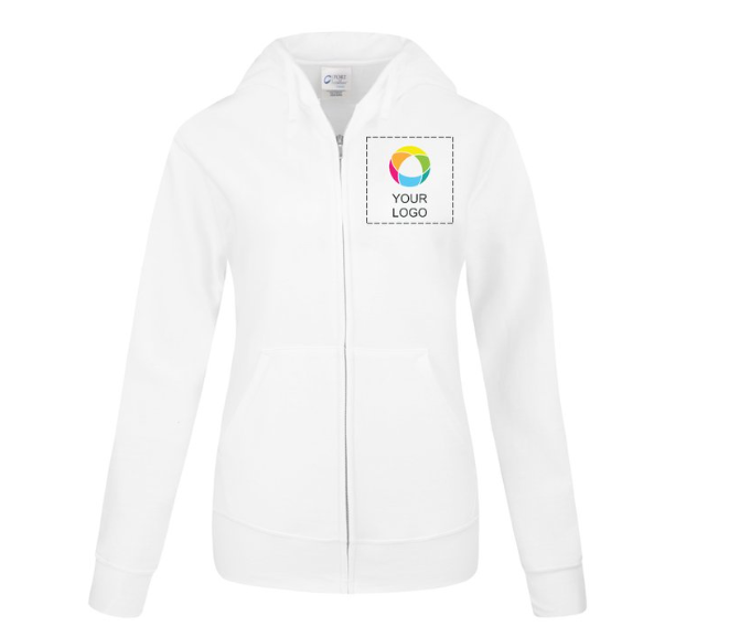 Port & Company® Ladies Core Fleece Full-Zip Hooded Sweatshirt – Soft Warmth with a Flattering Fit