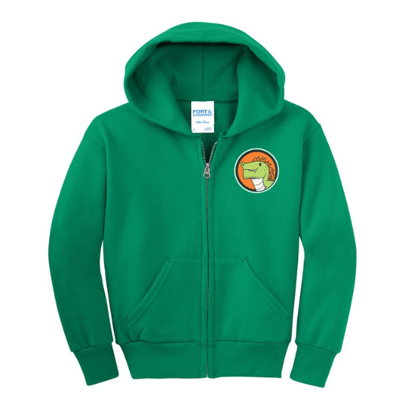 Port & Company® Youth Core Fleece Full-Zip Hooded Sweatshirt – Easy Comfort, All-Day Wearability