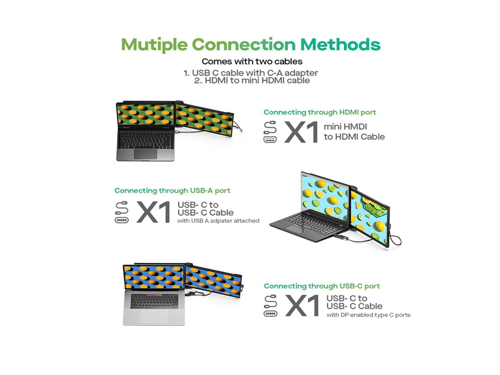 Portable Dual Screen Laptop Monitor - DUEX Max Mobile Display Extender | Tecisoft 101-1007P06