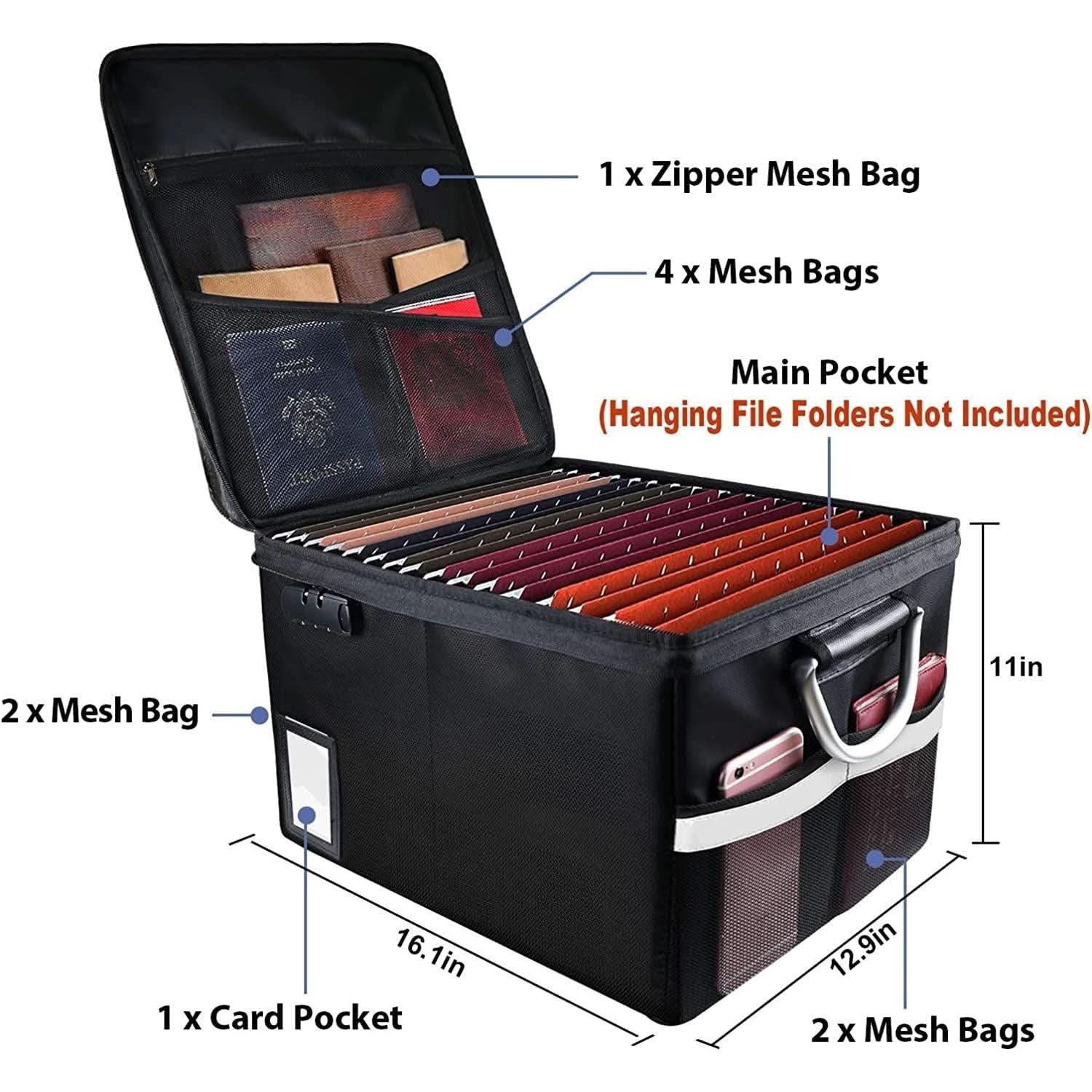 Portable Fireproof Document Storage Box 16.1x12.9x11 Inches