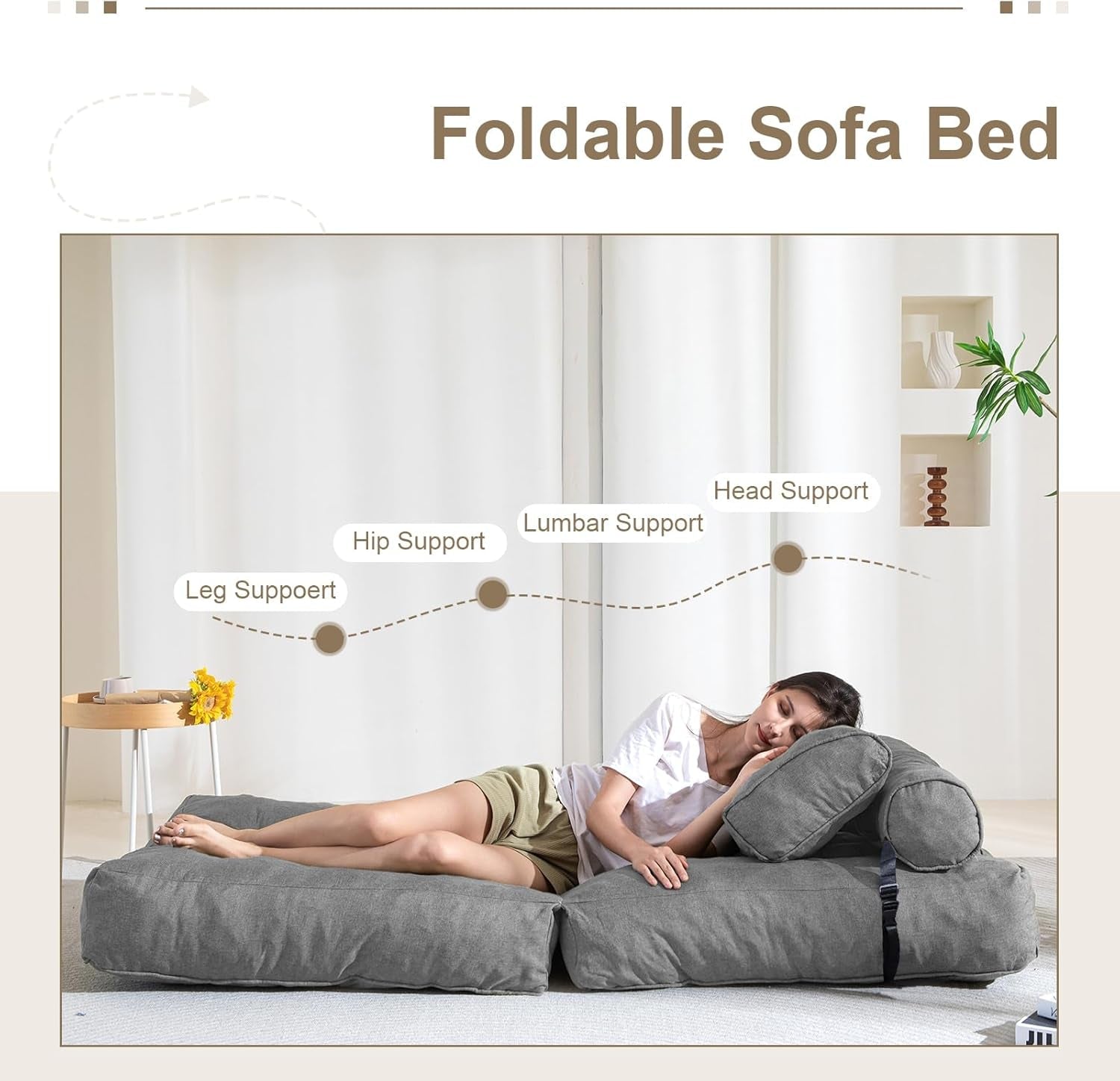 Portable Folding Sofa Bed With Pillow Convertible Couch