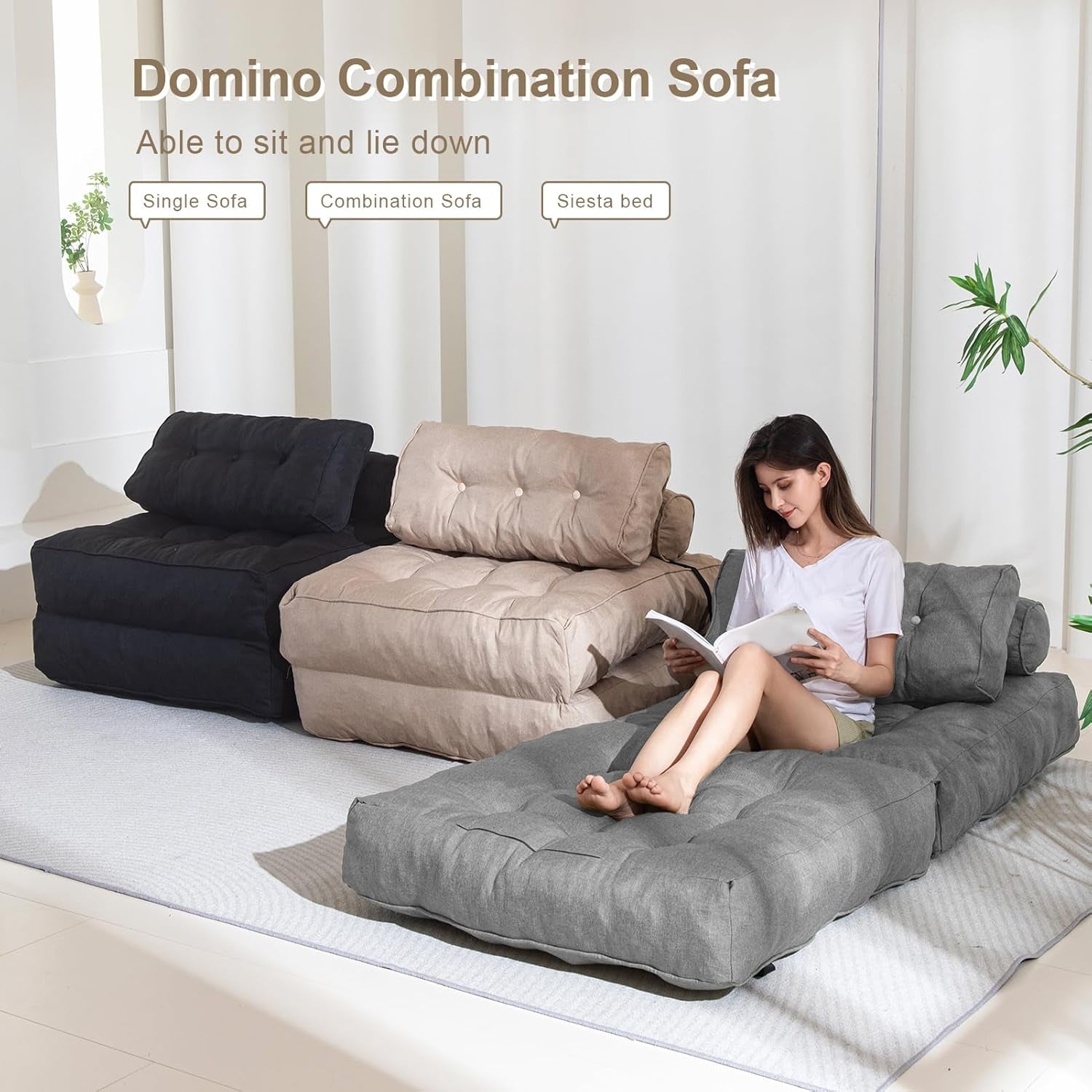 Portable Folding Sofa Bed With Pillow Convertible Couch