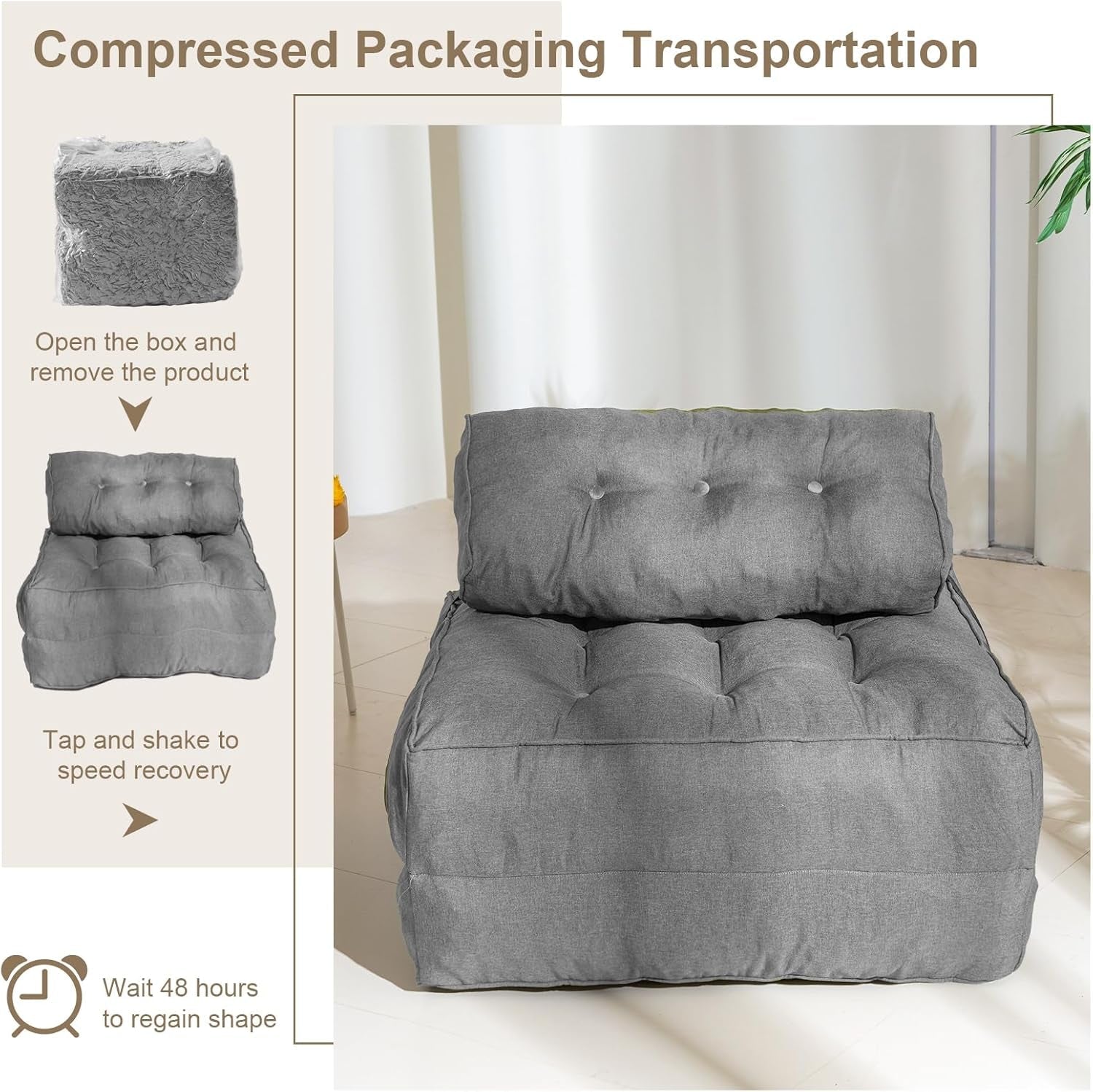 Portable Folding Sofa Bed With Pillow Convertible Couch