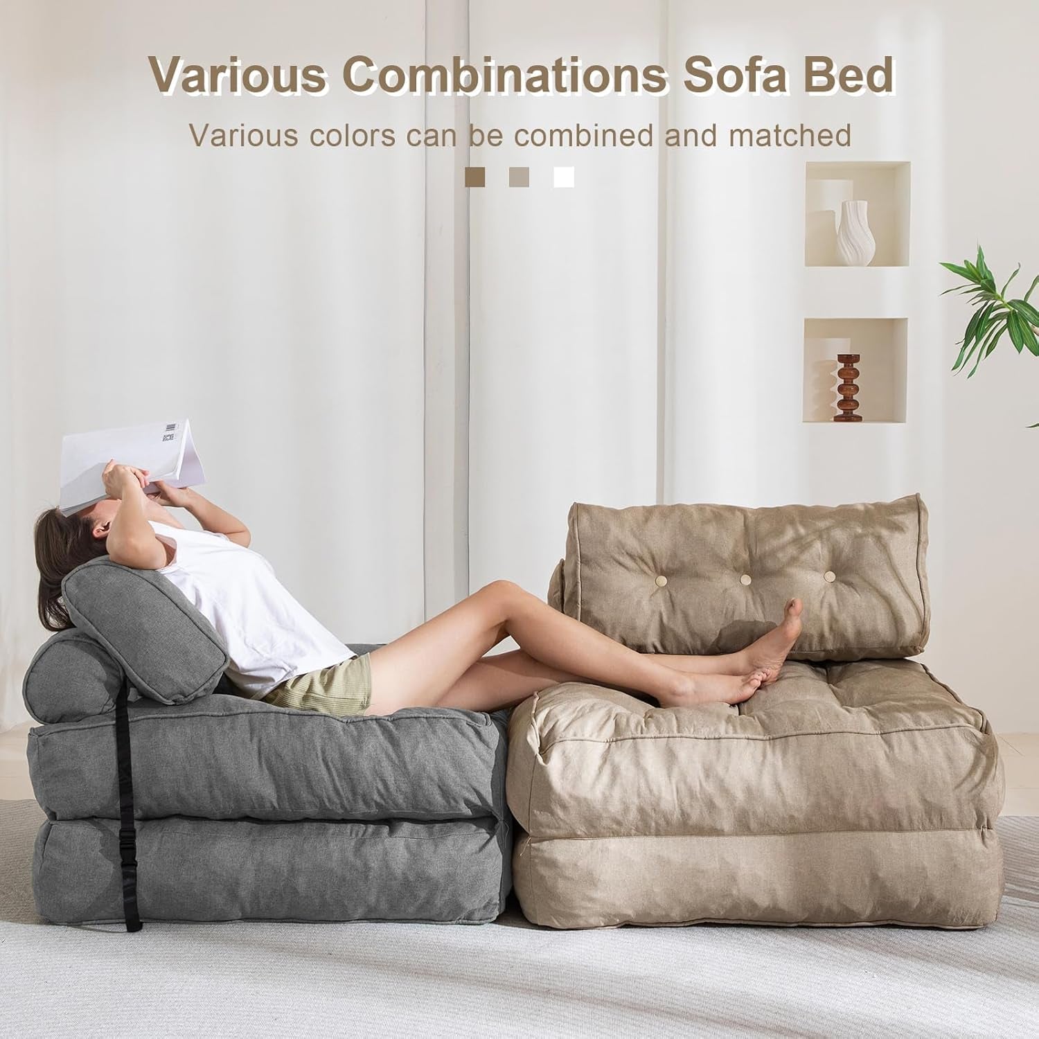 Portable Folding Sofa Bed With Pillow Convertible Couch