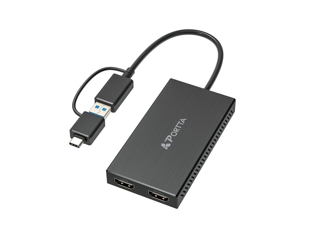 Portta - Adapter cable - 24 pin USB-C, USB Type A male to HDMI female - 4K30Hz support, 1080p support 107B-USB-HDMI-B