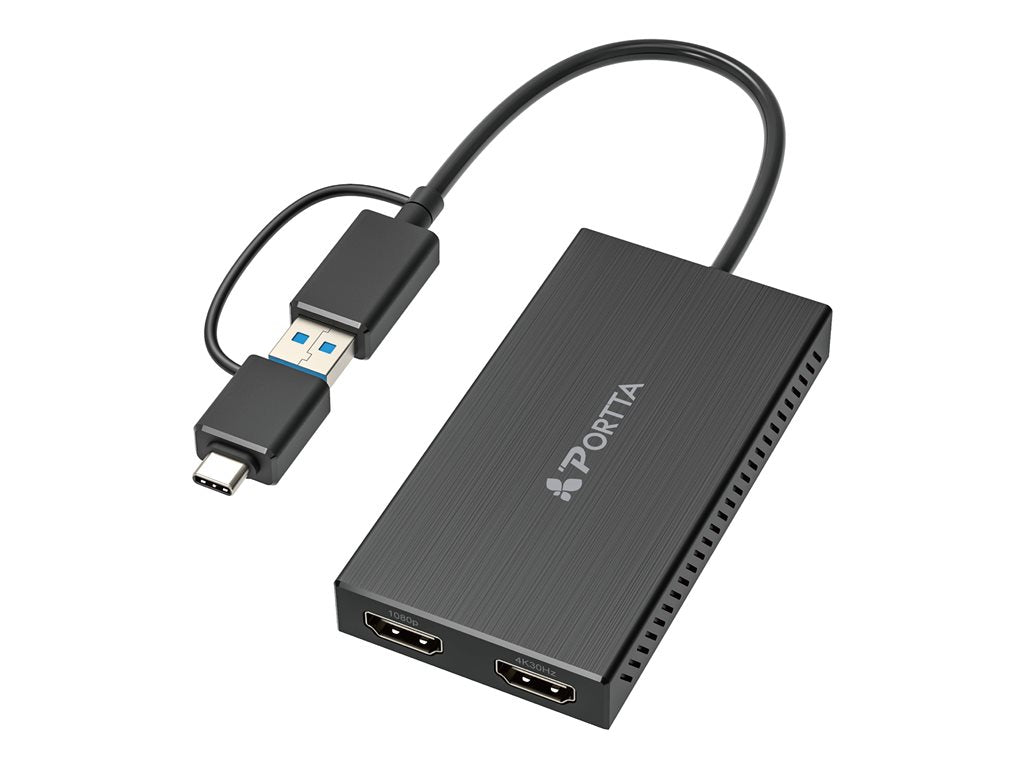 Portta - Adapter cable - 24 pin USB-C, USB Type A male to HDMI female - 4K30Hz support, 1080p support 107B-USB-HDMI-B