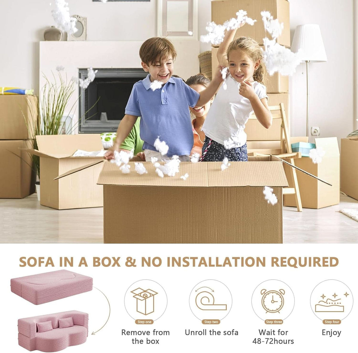 Powder Pink Ultra Comfort Contemporary Foldable Sleeper Sofa