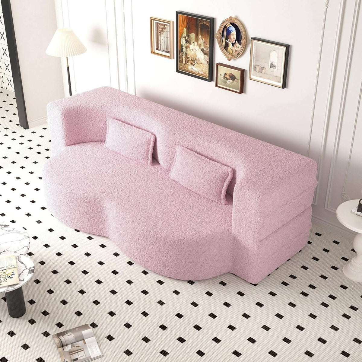 Powder Pink Ultra Comfort Contemporary Foldable Sleeper Sofa