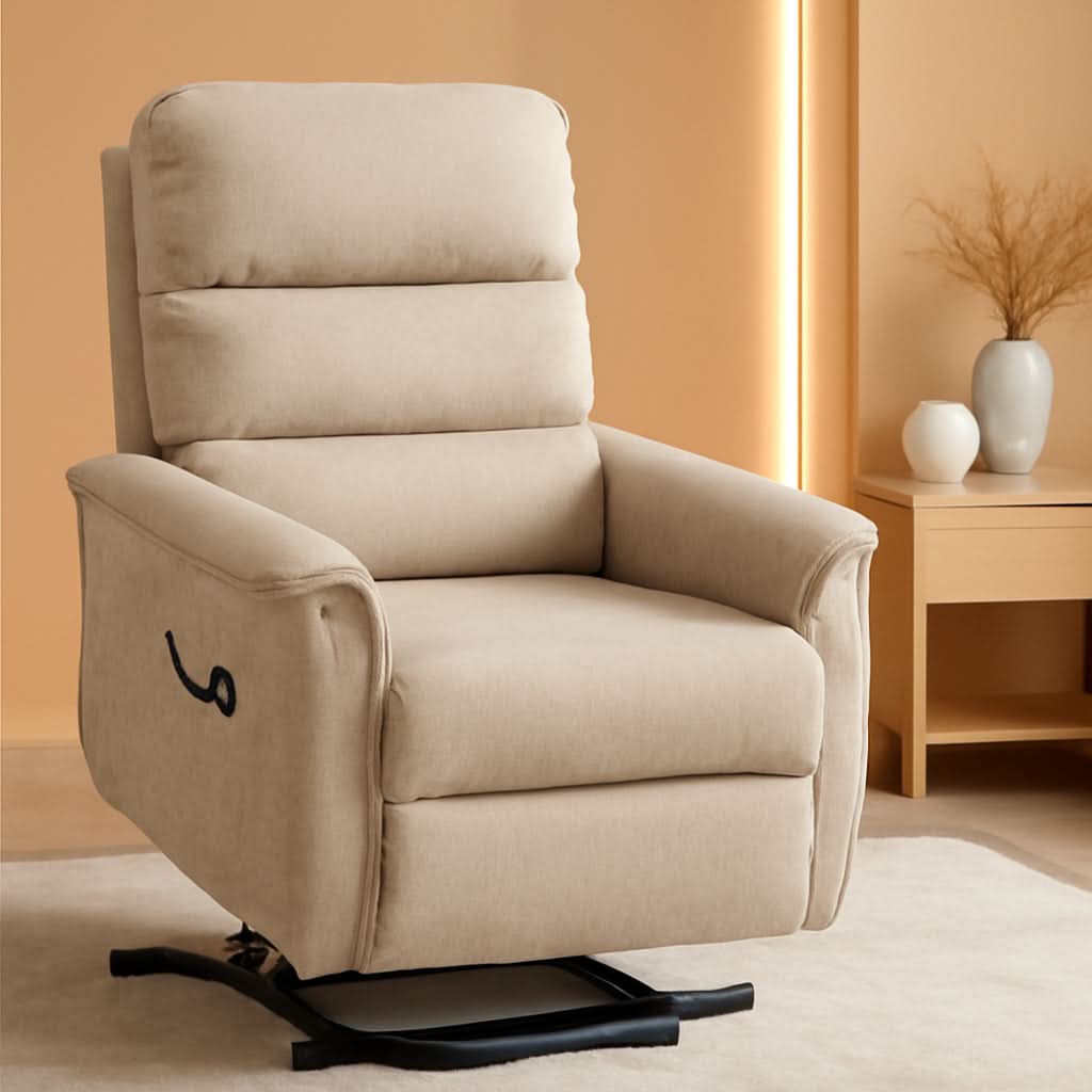 Power Lift Recliner Chair Beige With Remote Control