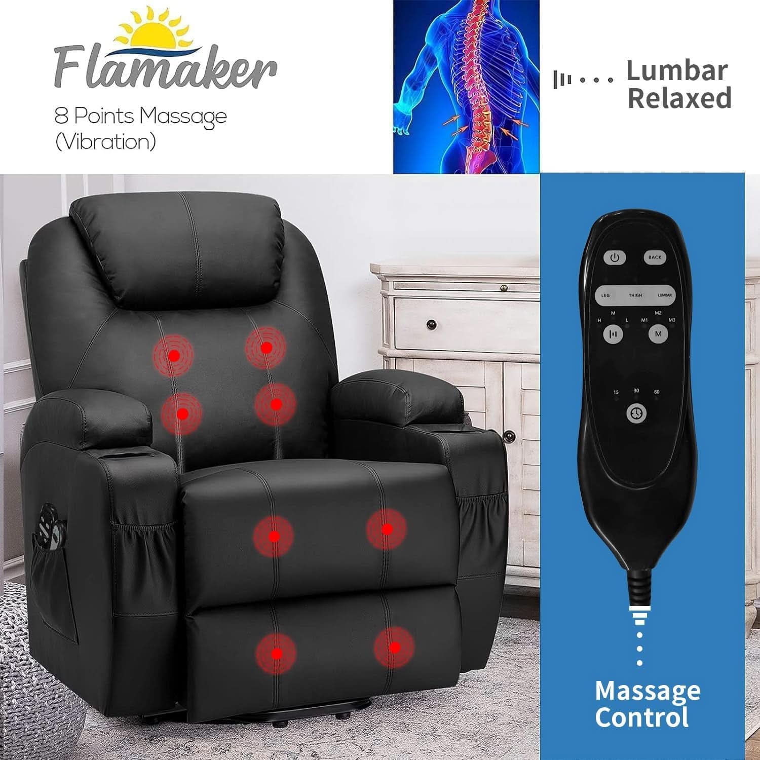 Power Lift Recliner Chair Leather With Massage For Elderly