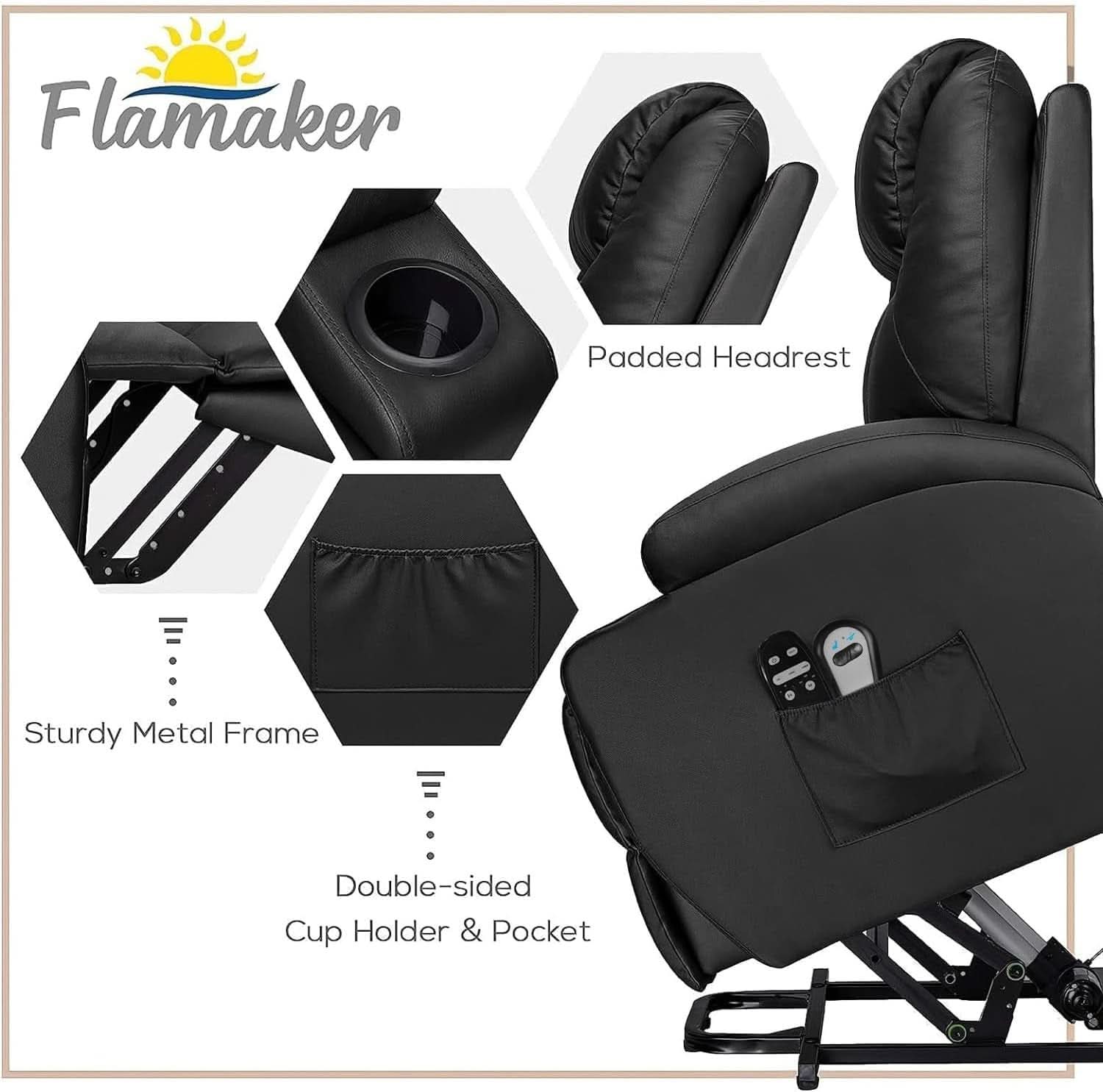 Power Lift Recliner Chair Leather With Massage For Elderly