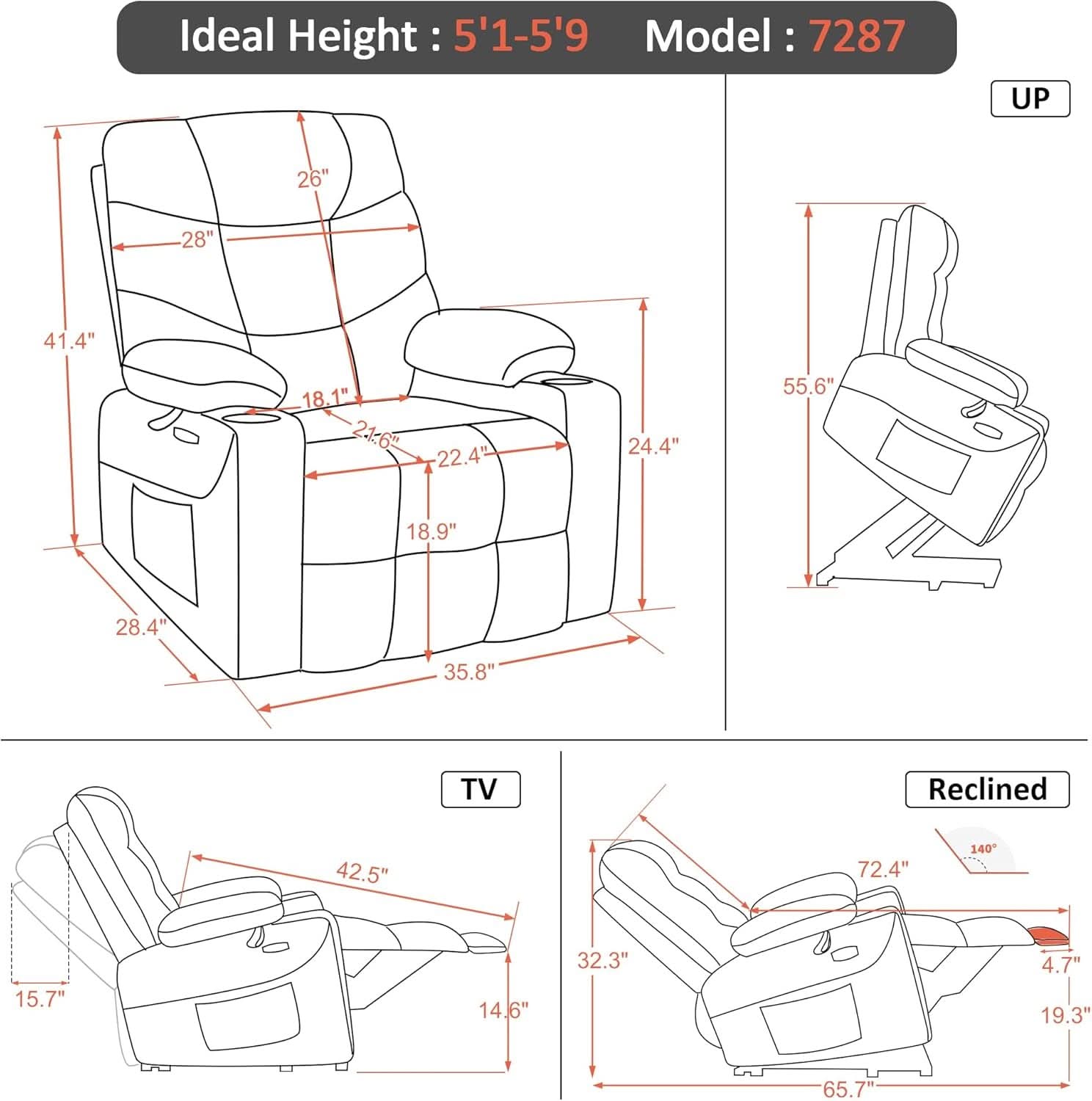 Power Lift Recliner Chair With Extended Footrest Burgundy