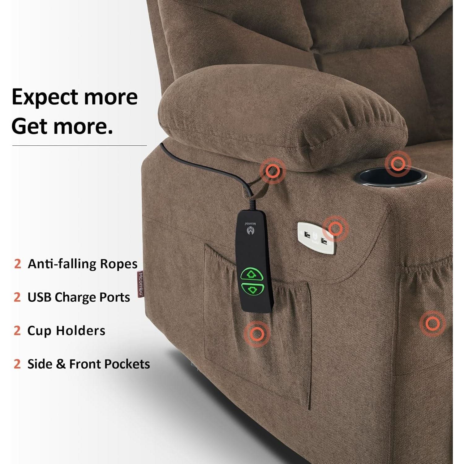Power Lift Recliner Chair With Extended Footrest For Senior