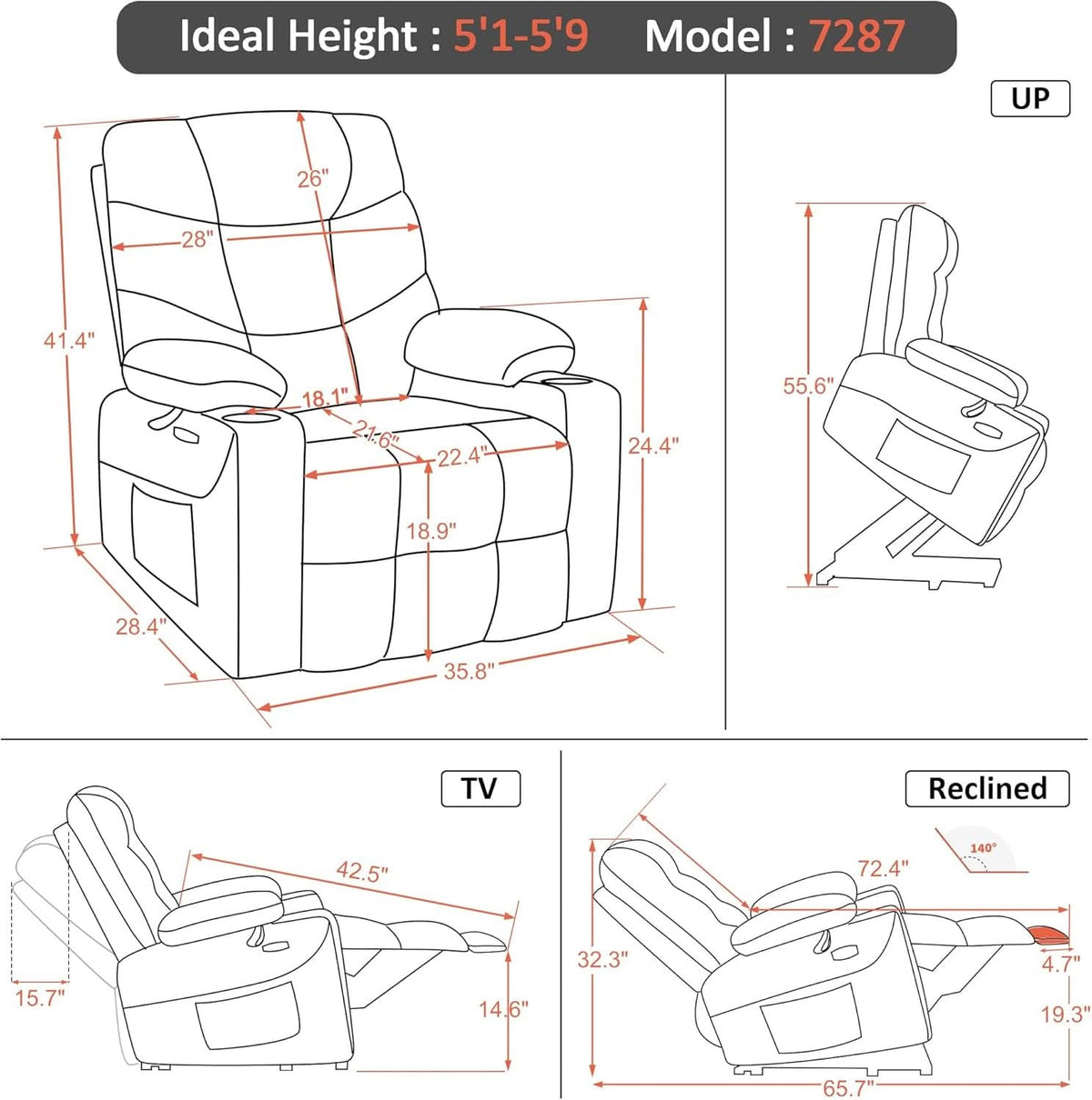 Power Lift Recliner Chair With Extended Footrest Light Grey