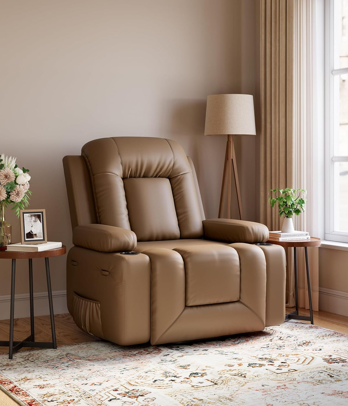 Power Lift Recliner Chair With Heat And Massage In PU Leather
