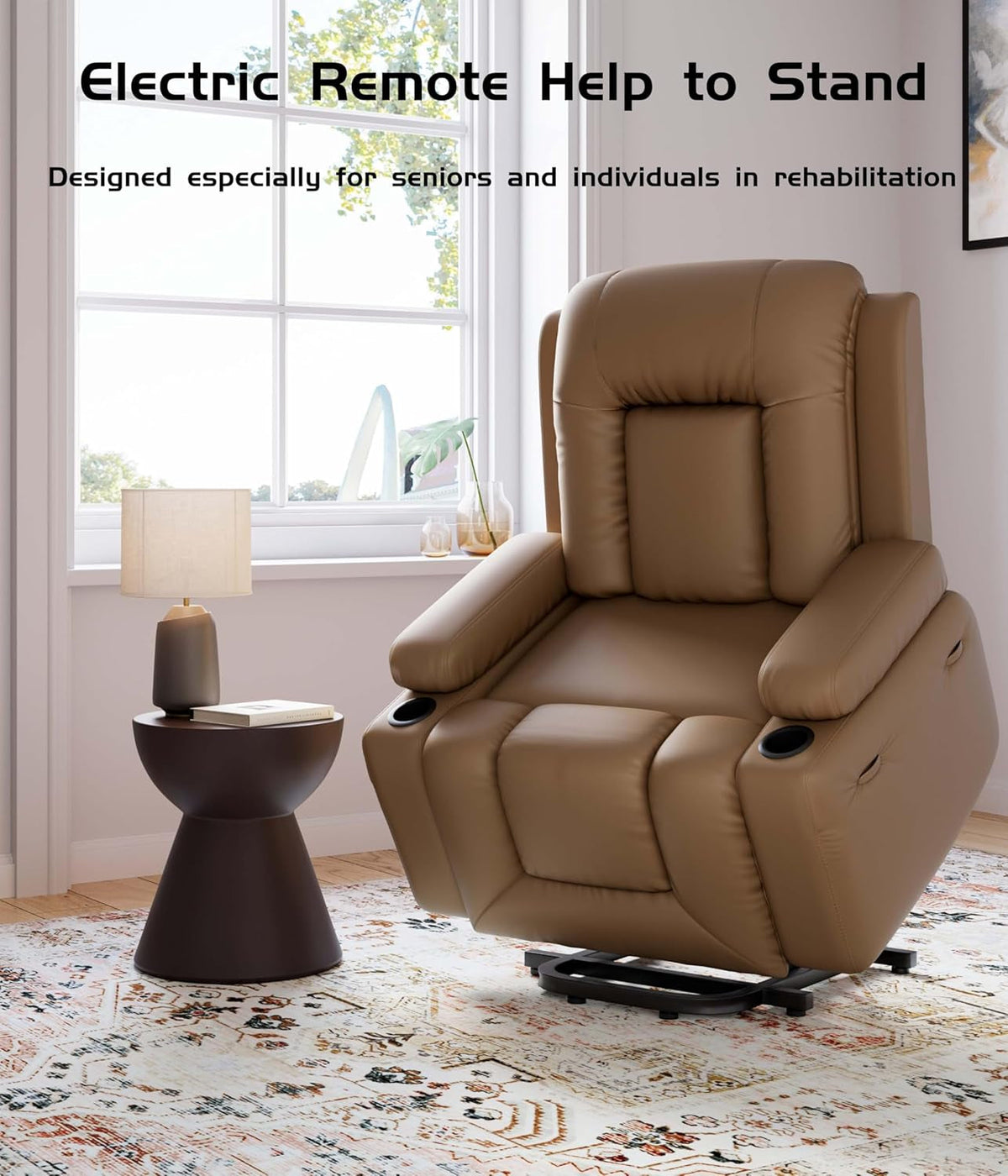 Power Lift Recliner Chair With Heat And Massage In PU Leather