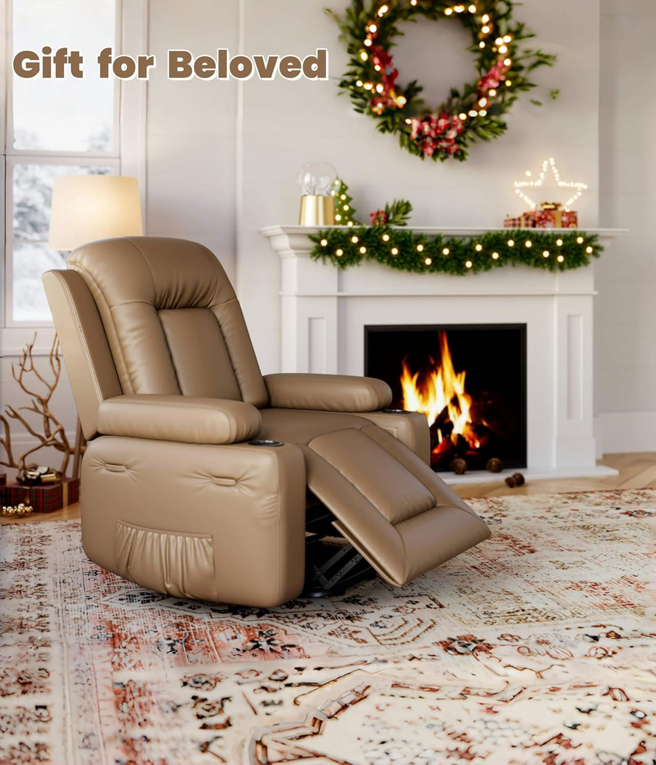 Power Lift Recliner Chair With Heat And Massage In PU Leather
