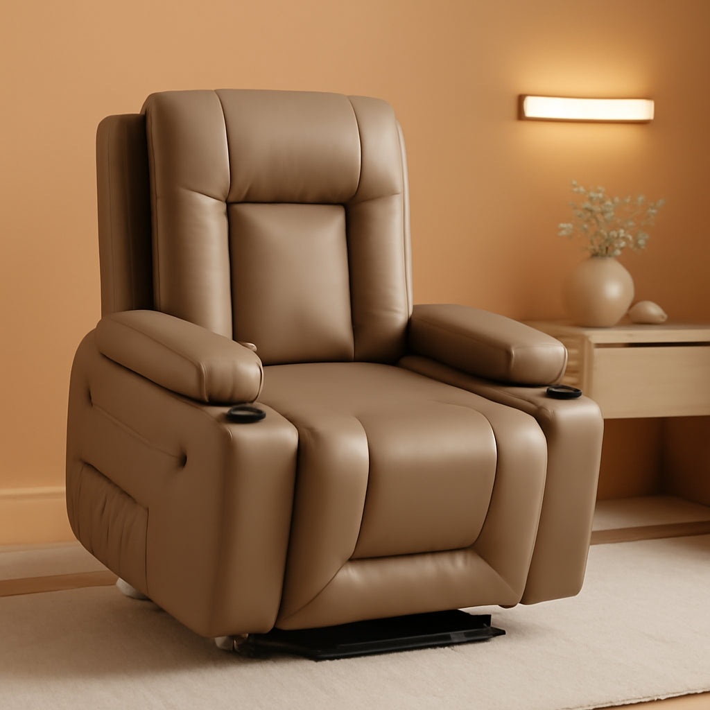 Power Lift Recliner Chair With Heat And Massage In PU Leather