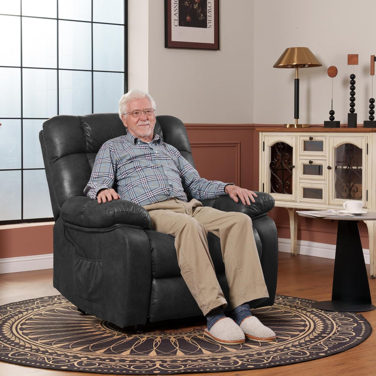 Power Lift Recliner Chair With Massage And Heat Black