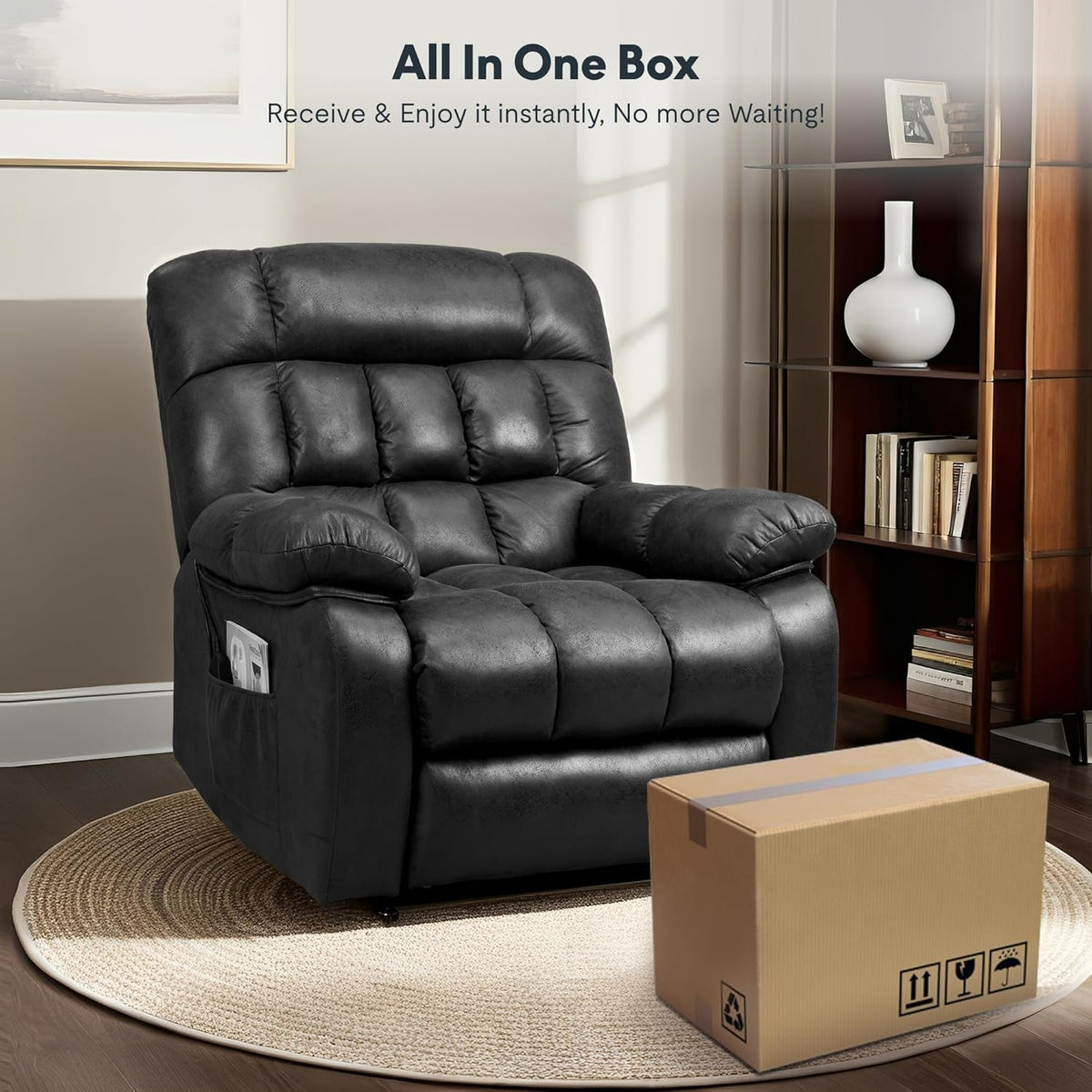 Power Lift Recliner Chair With Massage And Heat Black