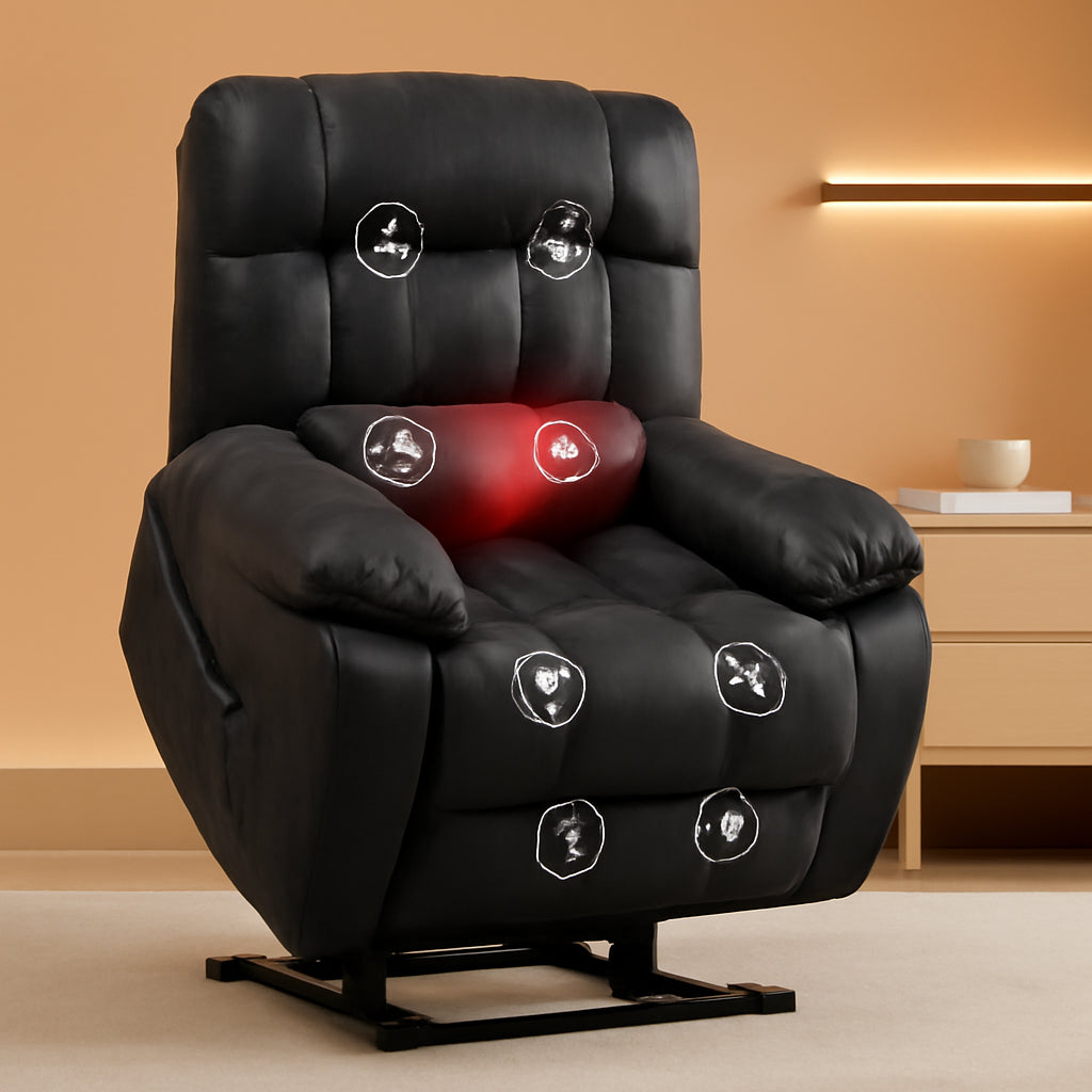 Power Lift Recliner Chair With Massage And Heat Black
