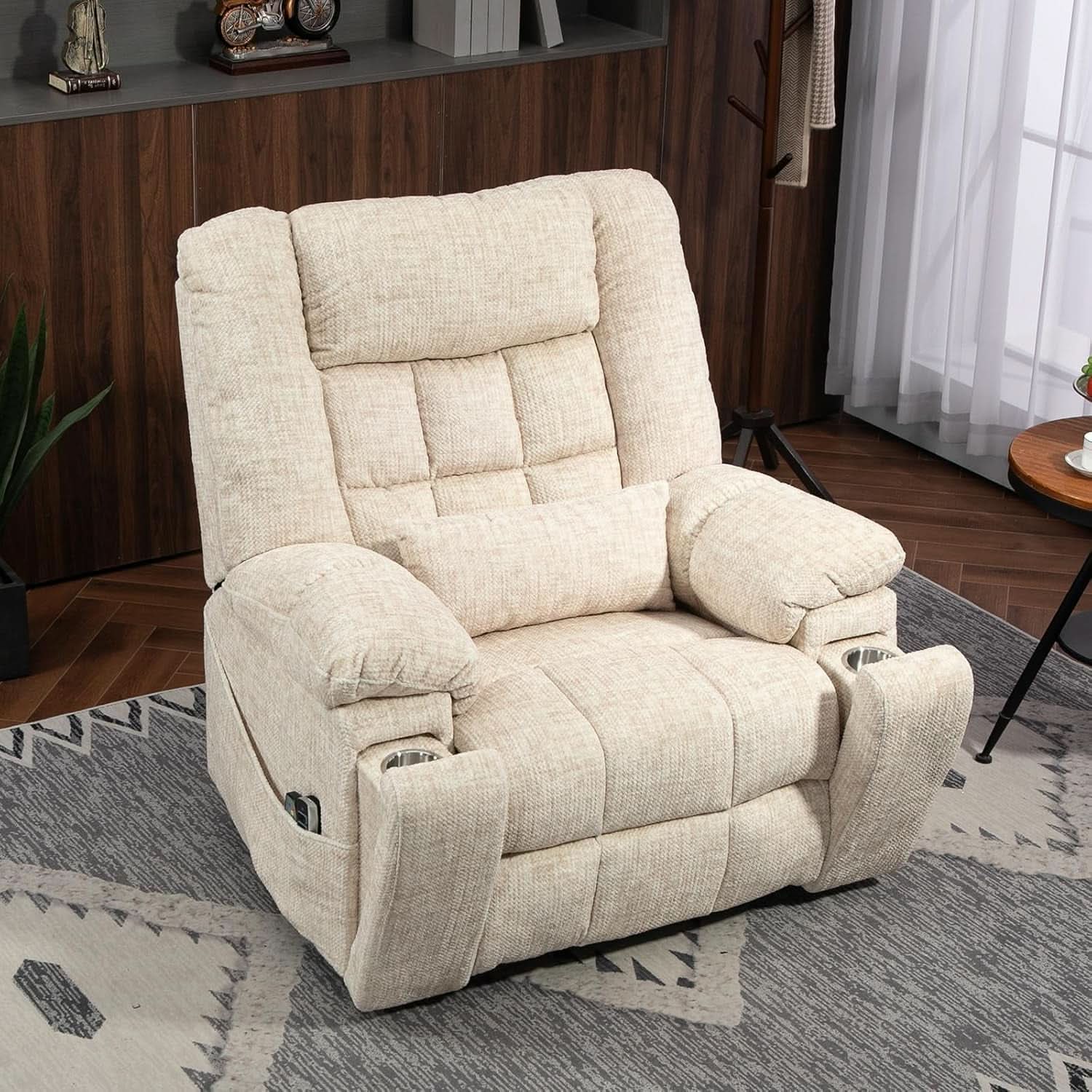Power Lift Recliner Chair With Massage And Heat Cream White