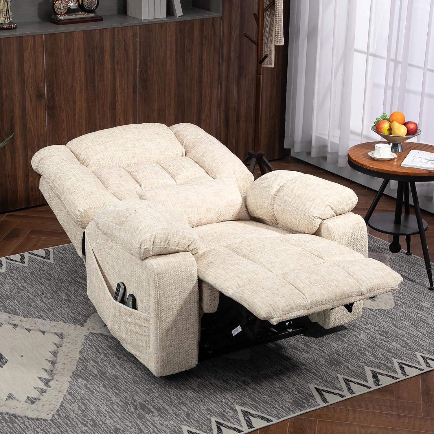 Power Lift Recliner Chair With Massage And Heat Cream White