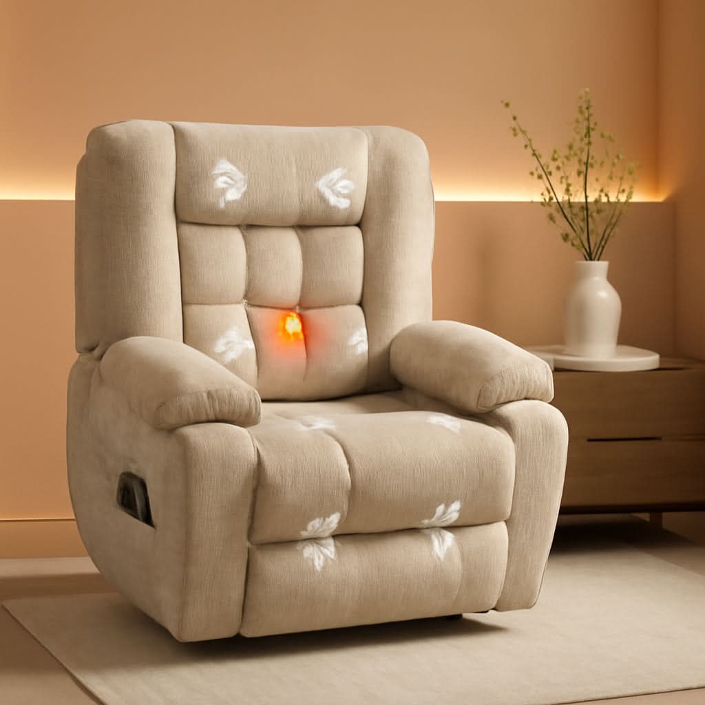 Power Lift Recliner Chair With Massage And Heat Cream White