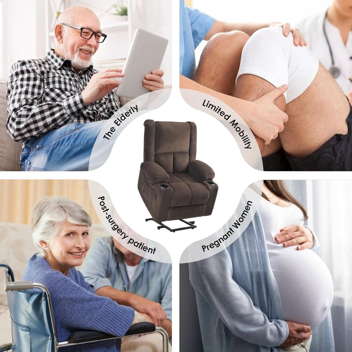 Power Lift Recliner Chair With Massage And Heat For Elderly