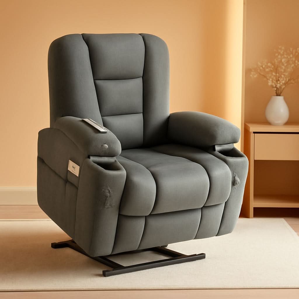 Power Lift Recliner Chair With Massage And Heat Gray