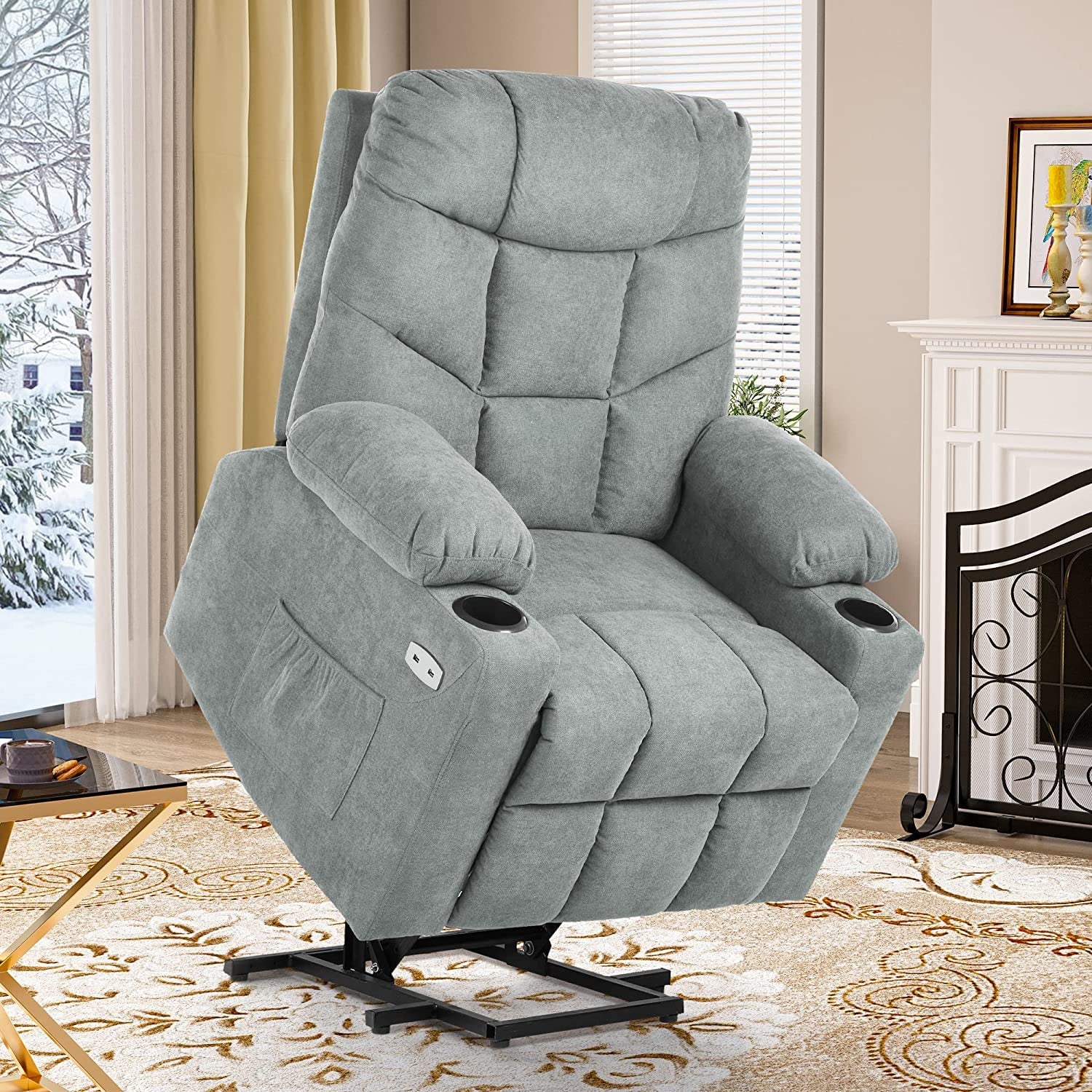 Power Lift Recliner Chair With Massage And Heat Grey