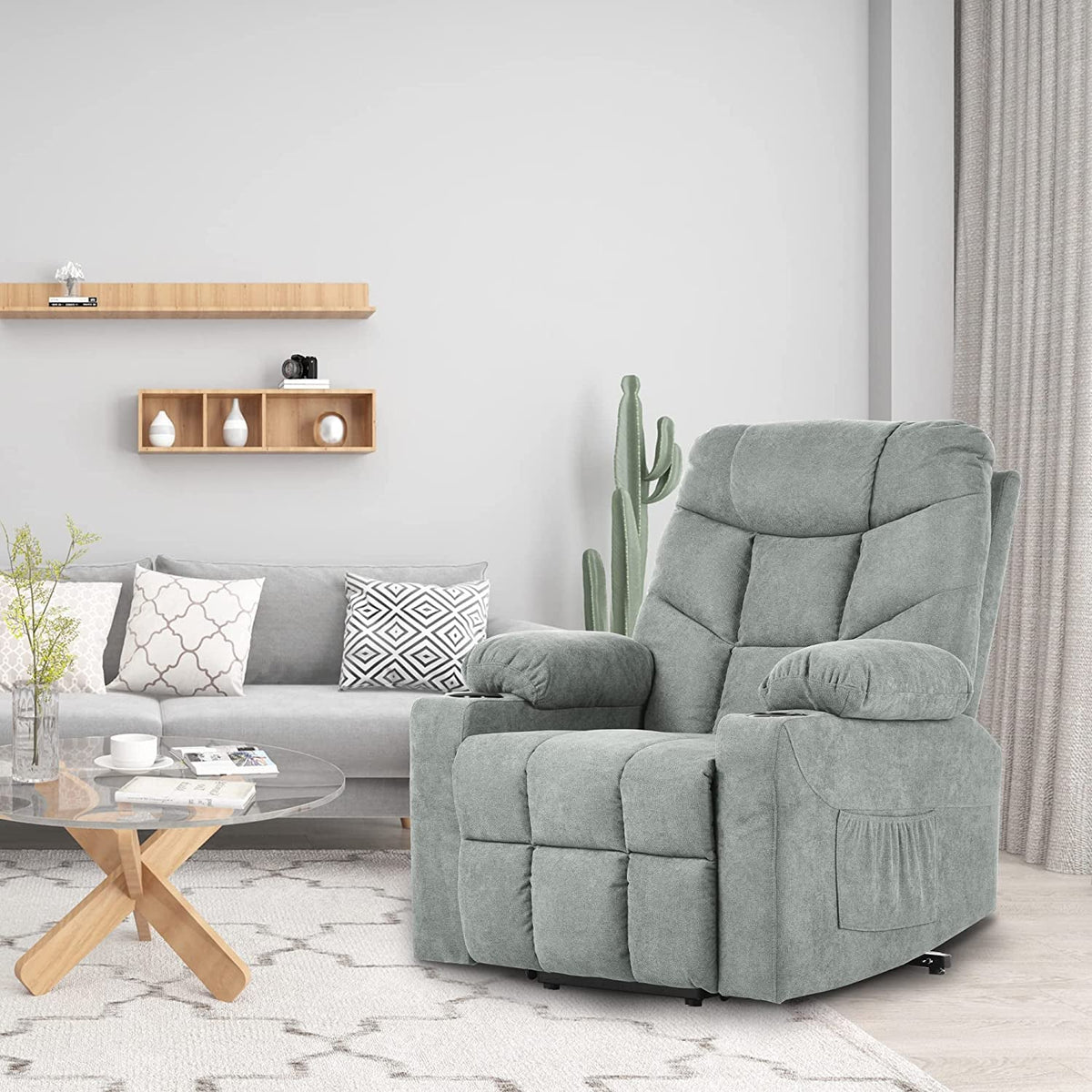 Power Lift Recliner Chair With Massage And Heat Grey