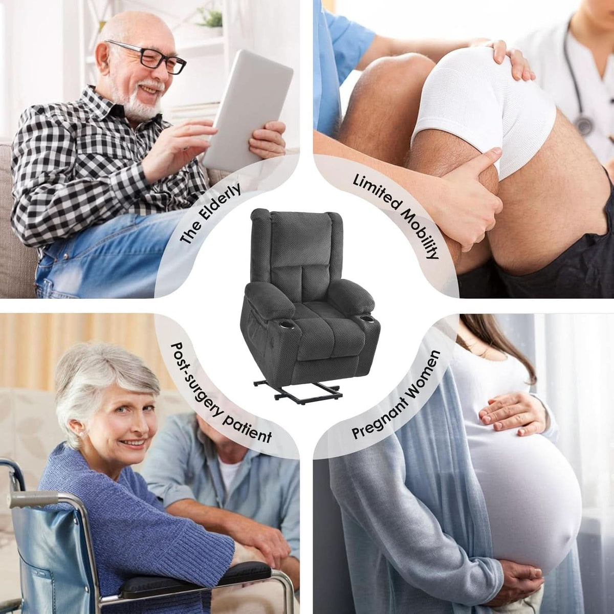 Power Lift Recliner Chair With Massage And Heat USB Ports