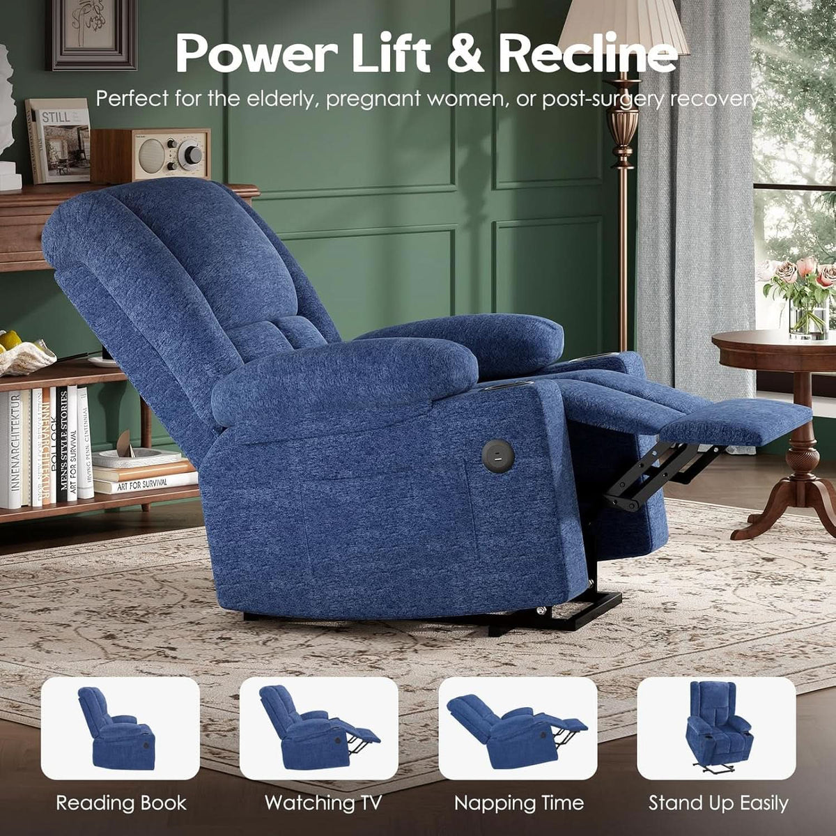 Power Lift Recliner Chair With Massage And USB Ports