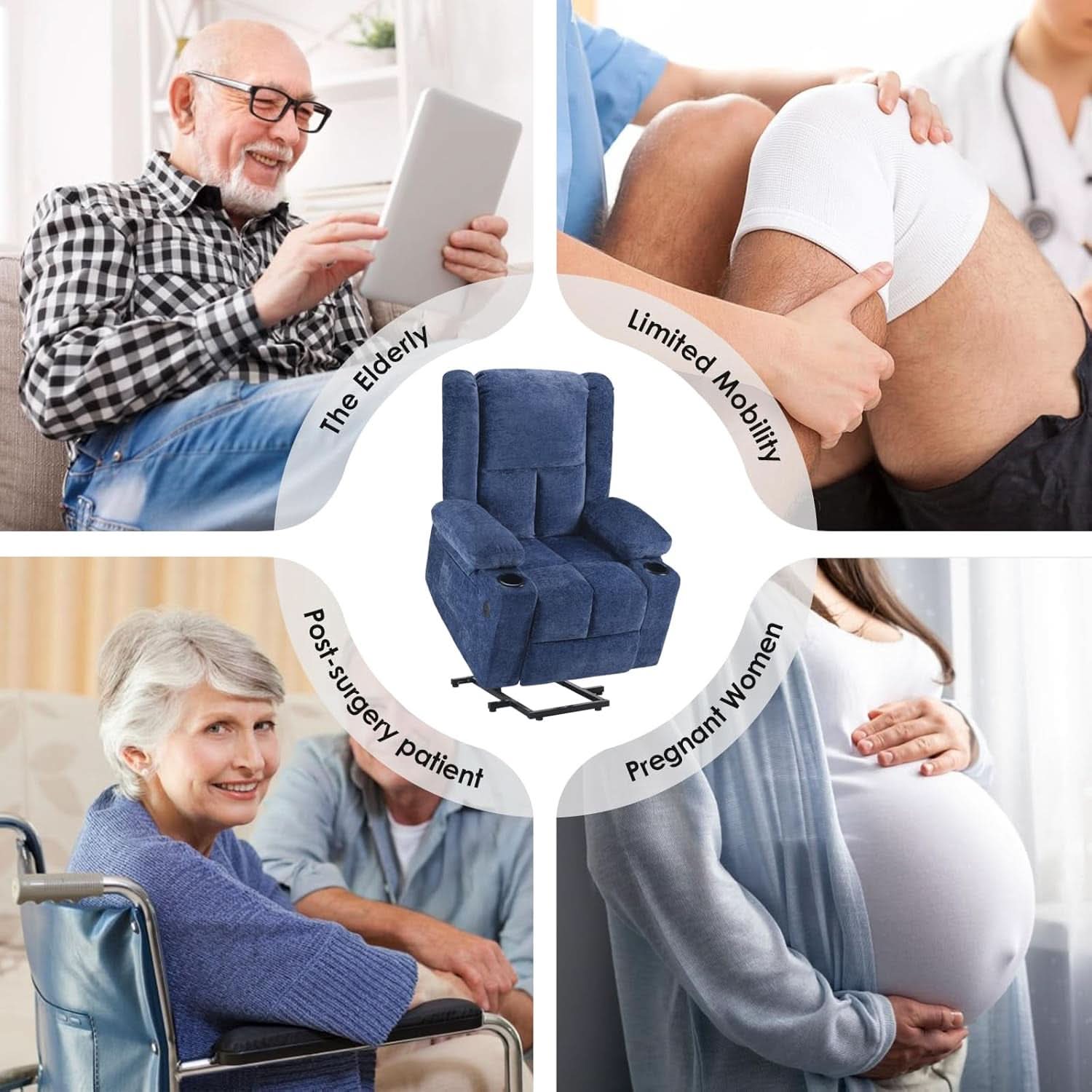 Power Lift Recliner Chair With Massage And USB Ports