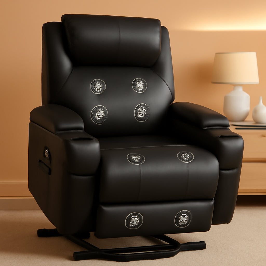Power Lift Recliner Chair With Massage Black Classic