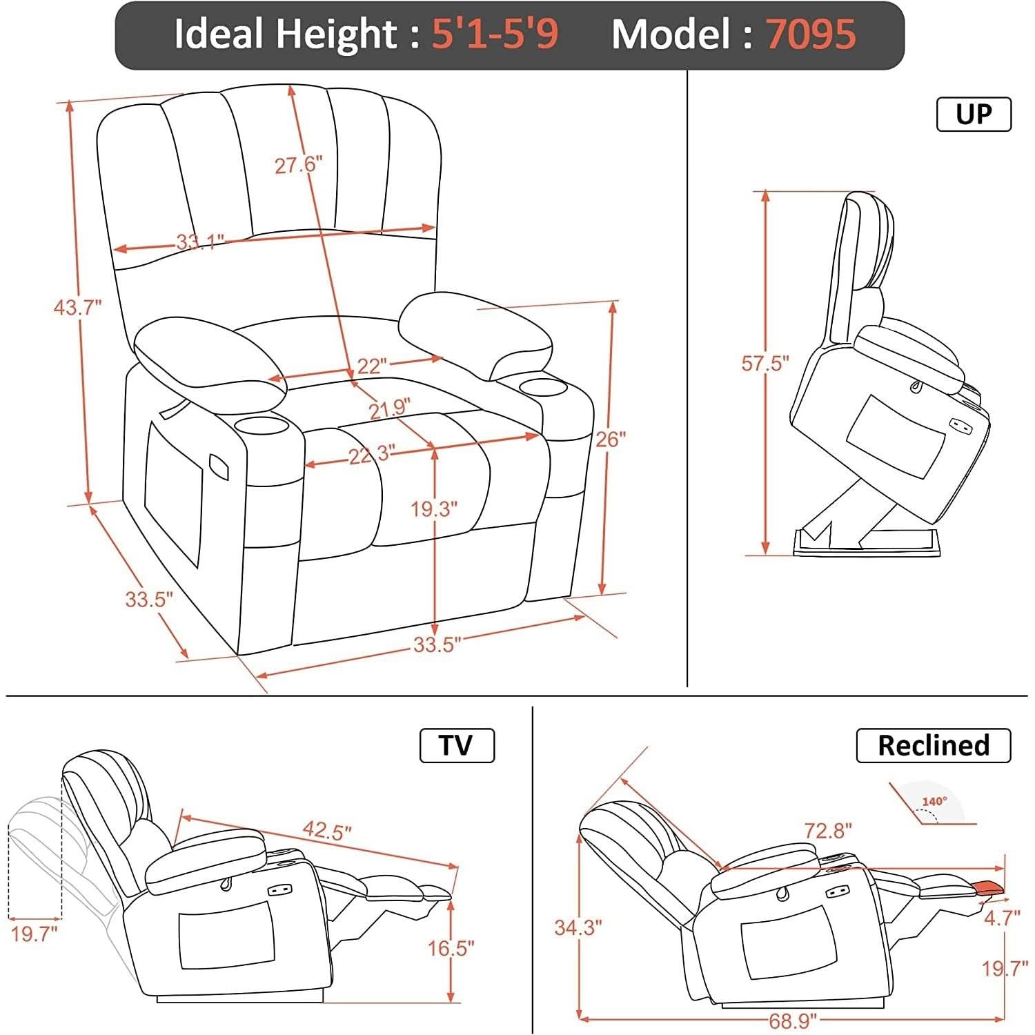 Power Lift Recliner Chair With Massage For Living Room
