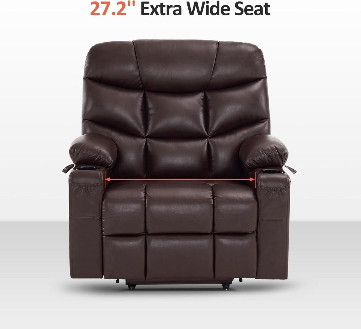 Power Lift Recliner Dark Brown Extended Footrest Chair