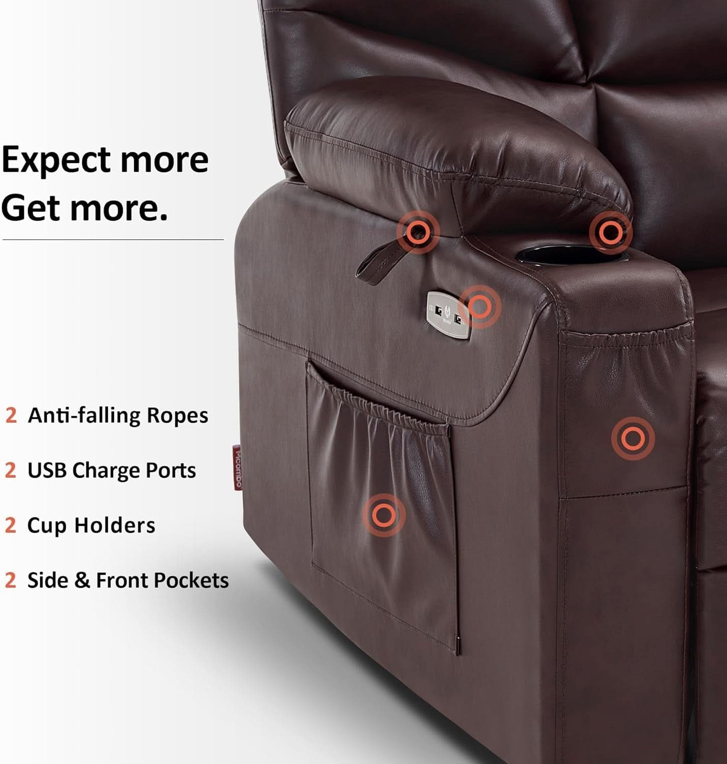 Power Lift Recliner Dark Brown Extended Footrest Chair