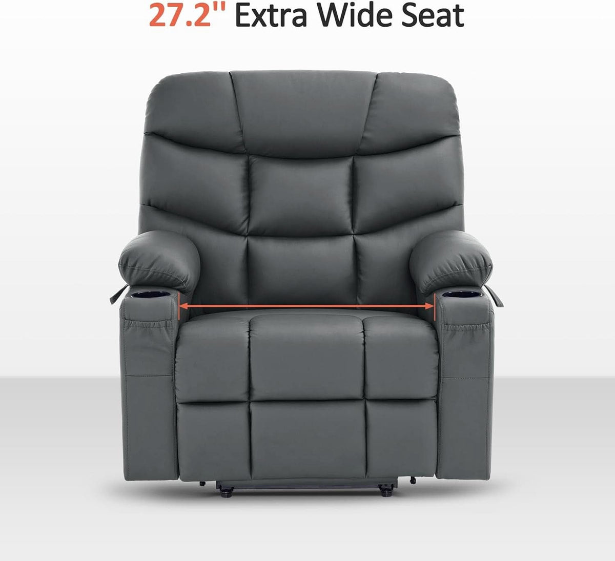 Power Lift Recliner With Extended Footrest Dark Grey