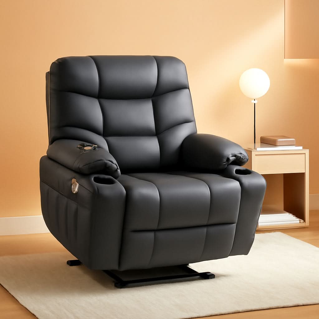 Power Lift Recliner With Extended Footrest Dark Grey