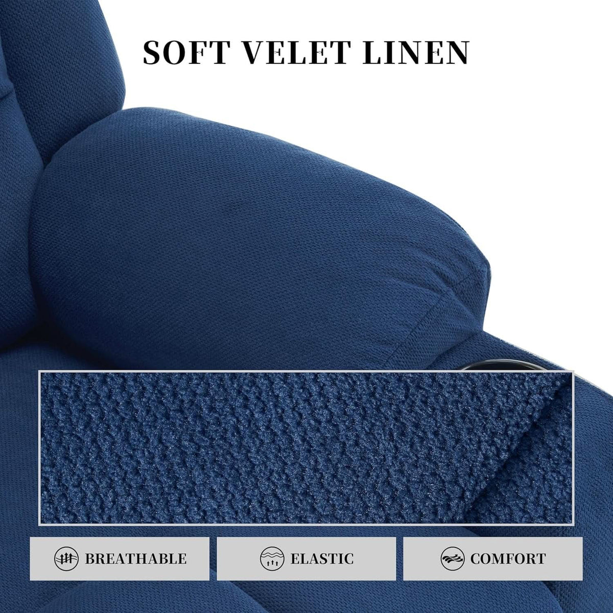 Power Lift Recliner With Heat And Massage Blue Upholstery
