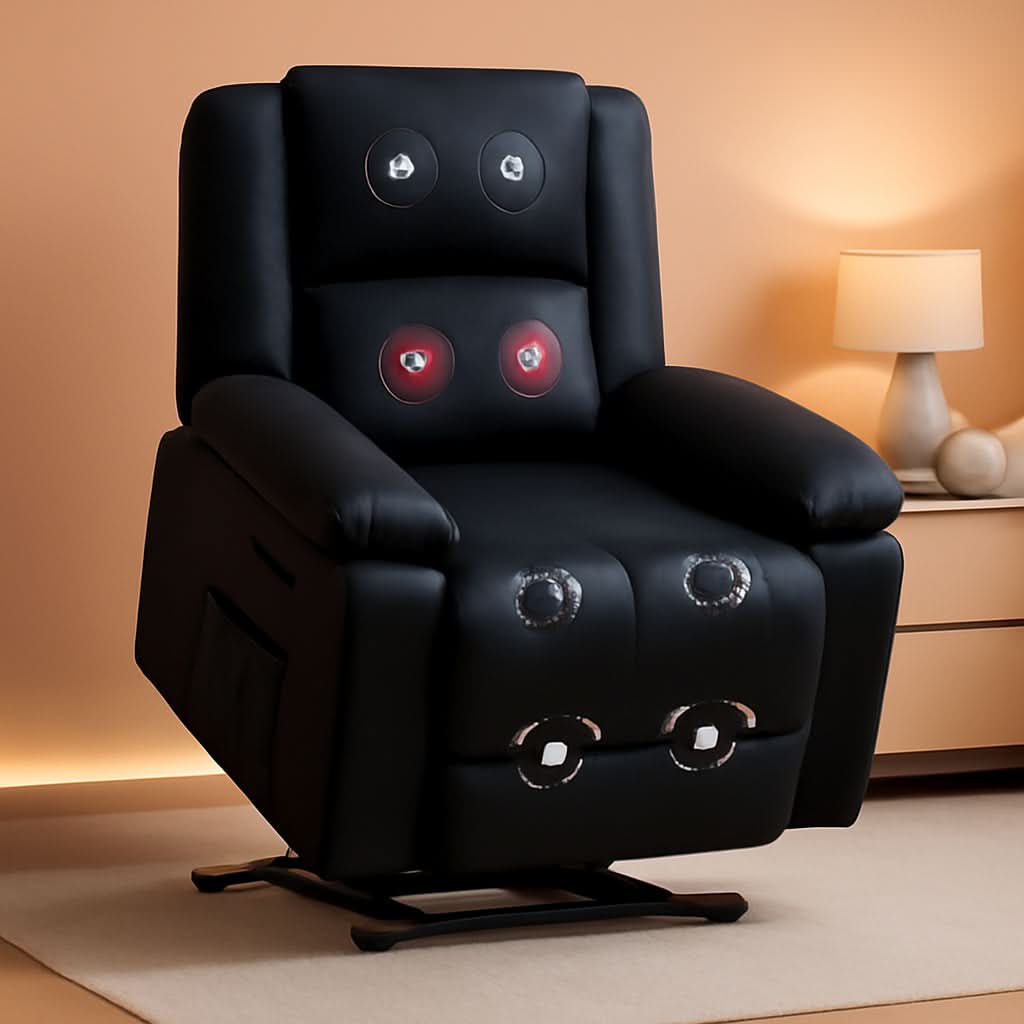 Power Lift Recliner With Heat Massage For Elderly Black