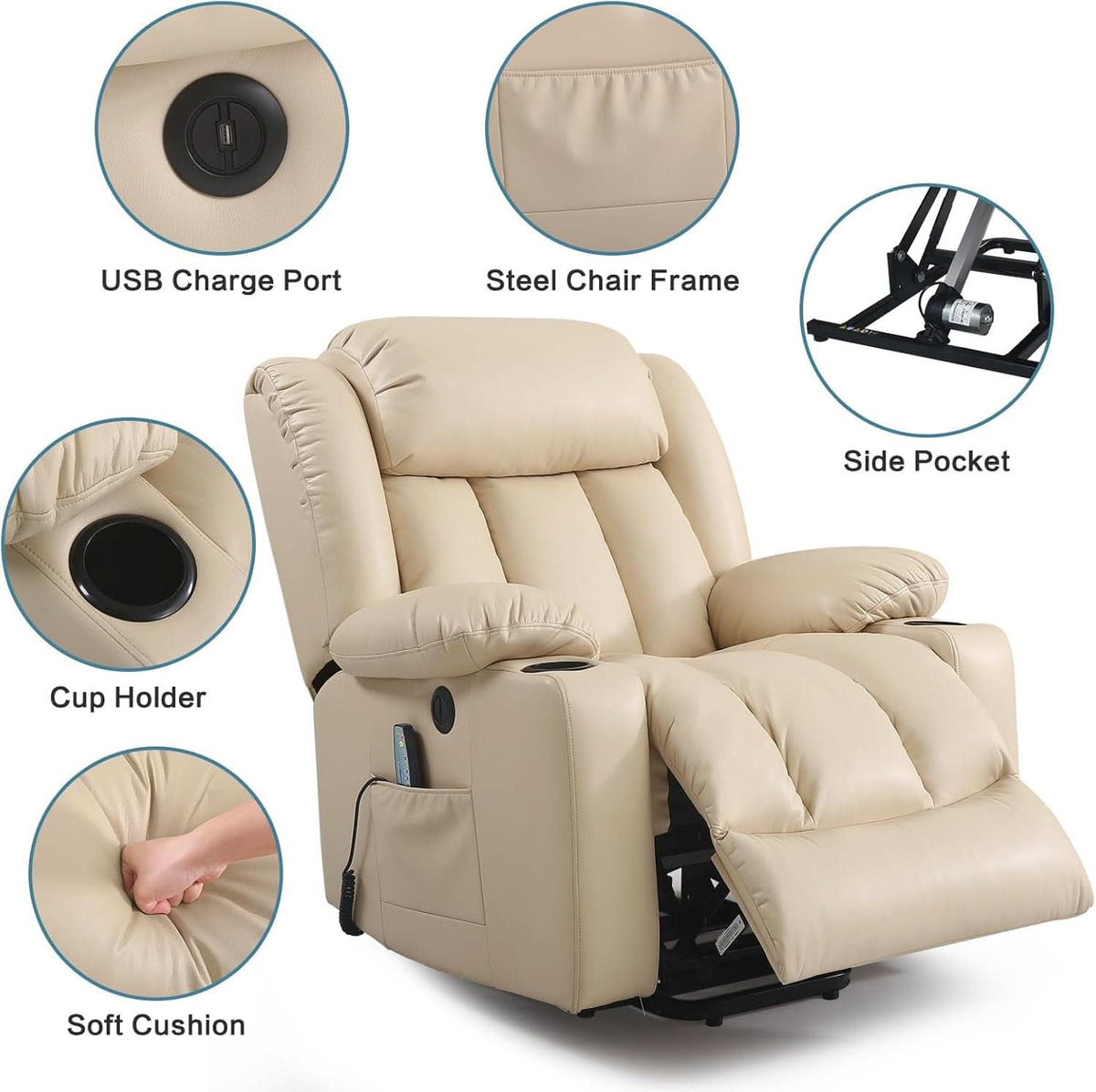 Power Lift Recliner With Massage And USB Charging Port