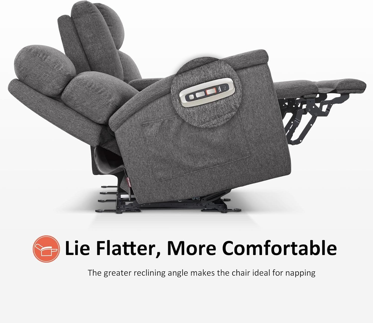 Power Loveseat Recliner Massage USB Type C Dark Gray