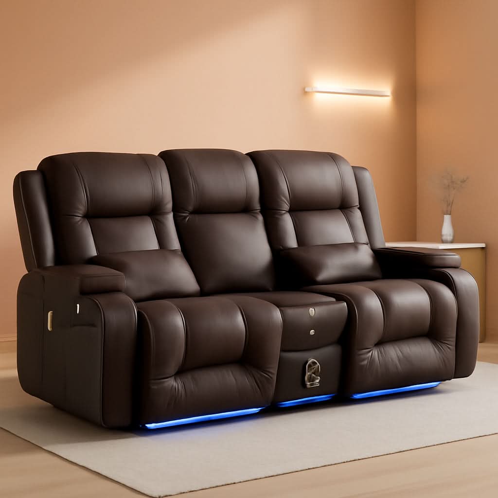 Power Loveseat Recliner Sofa With Massage And Heat Brown