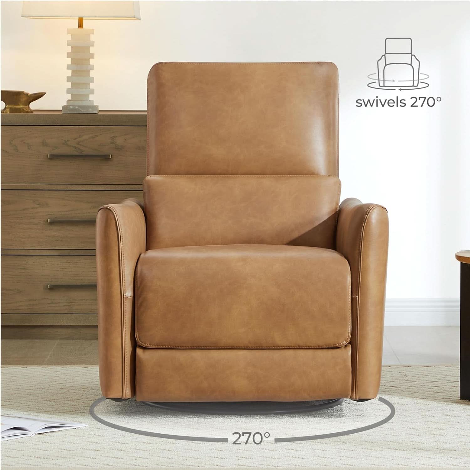 Power Recline Swivel Recliner With Lumbar Support For Living Room